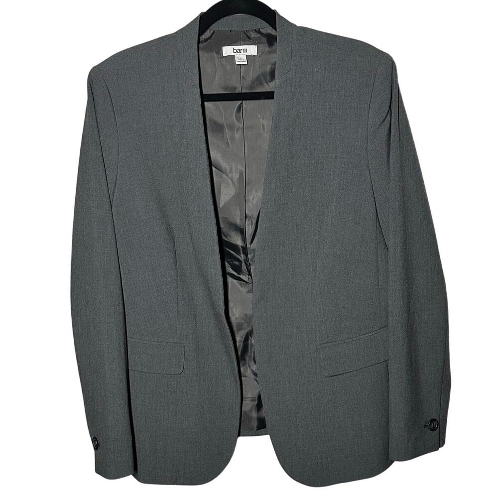 Bar III Women's Gray Open Front Blazer Sleek Size Large Office Career Work